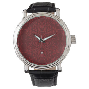 Montre Papier peint rouge floral détaillé