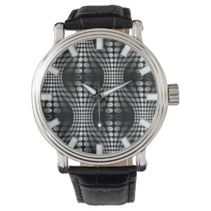 Montre Papier peint Vagues pointillé noir et blanc