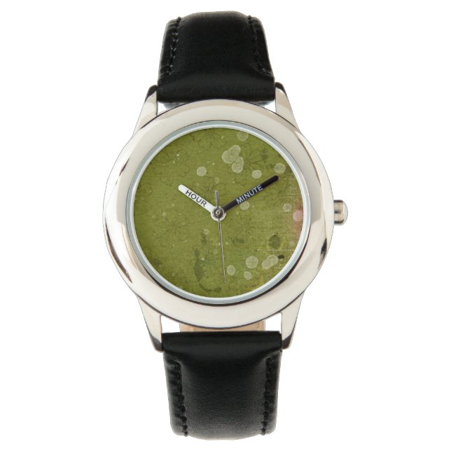 Montre Papier peint vert vintage Daisy (devant)