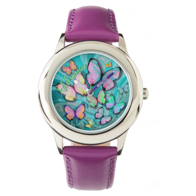 Montre Papillon ! Ajouter un nom ! Don de fille ! (devant)