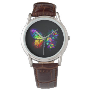 Montre Papillon arc-en-ciel
