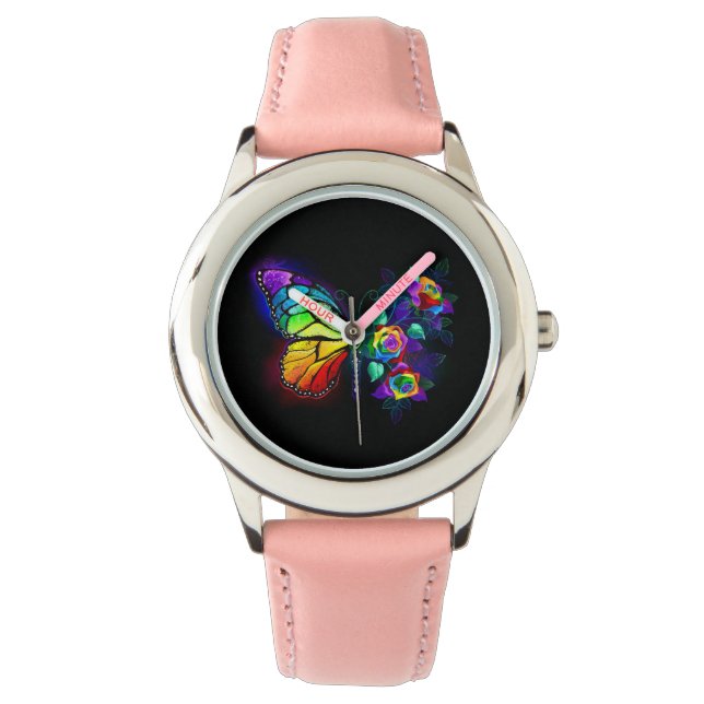 Montre Papillon arc-en-ciel (devant)