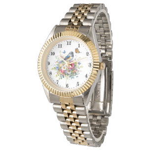 Montre Papillon aux fleurs d'oiseau mignon