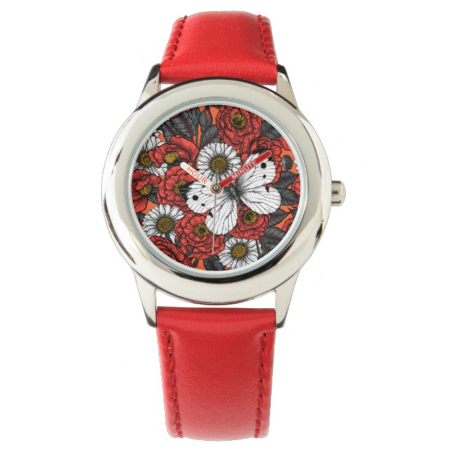 Montre Papillon blanc et rose (devant)