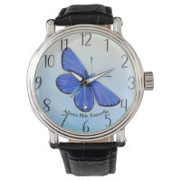 Papillon bleu Adonis Aquarelle Peinture Grande