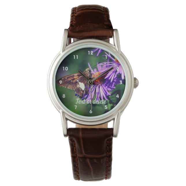 Montre Papillon de la Dame peint Aster Fleur personnalisé (devant)