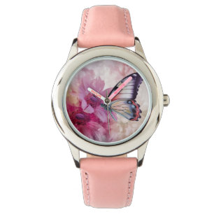Montre Papillon Dreamy aux fleurs roses
