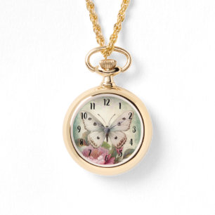 Montre Papillon et fleurs