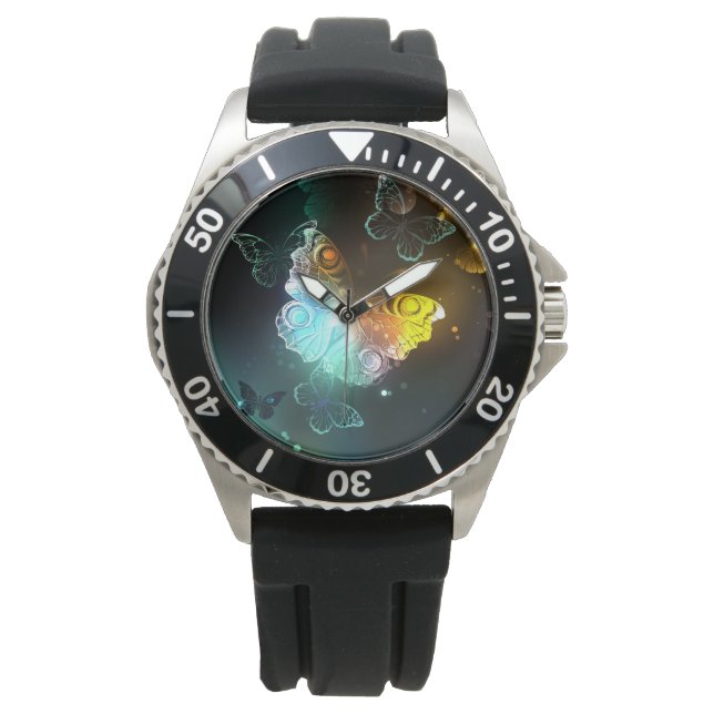 Montre Papillon lumineux et papillons de nuit (devant)