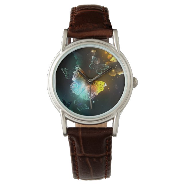 Montre Papillon lumineux et papillons de nuit (devant)