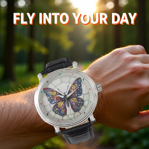 Montre Papillon multicolore dessiné
