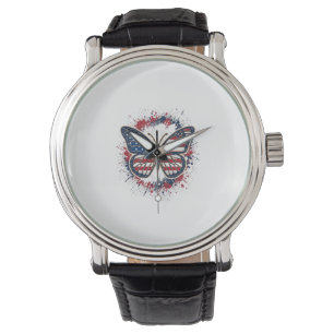 Montre Papillon Patriotique Gravure Vintage Vector Design
