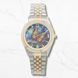 Montre Papillon peint étoile ciel étoilé Élégantes femmes