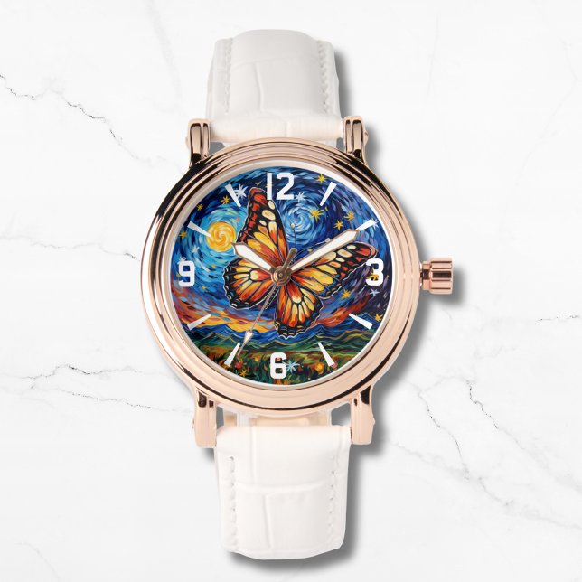 Montre Papillon peint étoile ciel étoilé Élégantes femmes (Créateur téléchargé)