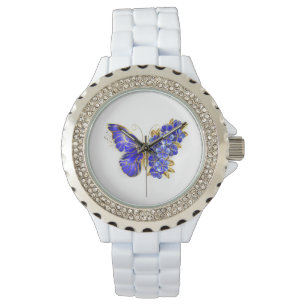 Montre Papillon saphir à fleurs