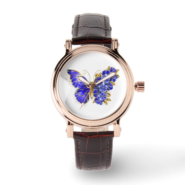 Montre Papillon saphir à fleurs (Recto)