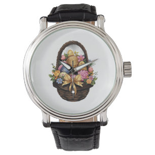 Montre Pâques Panier de Pâques Oeufs colorés Fleurs