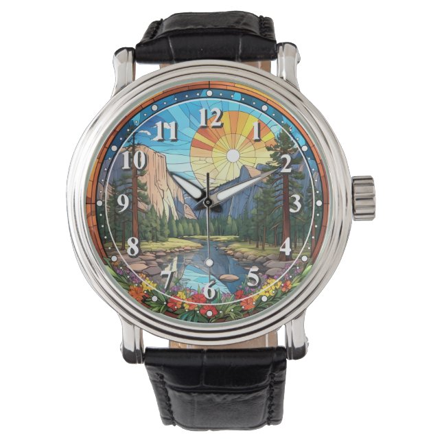 Montre Parc national du Yosemite Faux Tissu Verre Mosaïqu (devant)