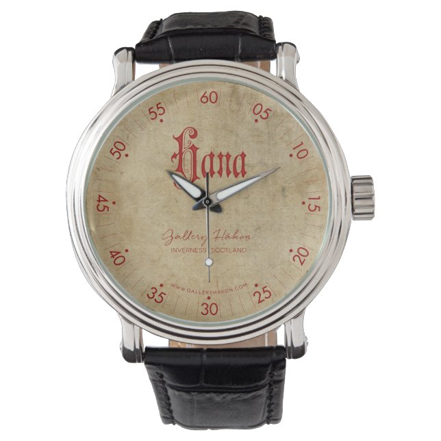Montre Parchemin Blackletter personnalisée Hana Red (devant)
