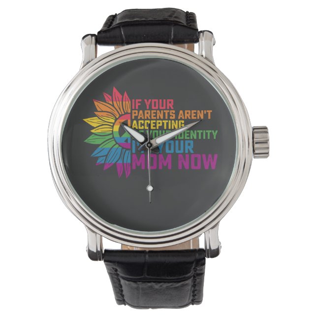 Montre Parents LGBT Pride Acceptant Je suis Votre Maman M (devant)