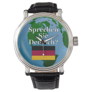 Montre Parles-tu allemand ? en allemand. Drapeau et globe