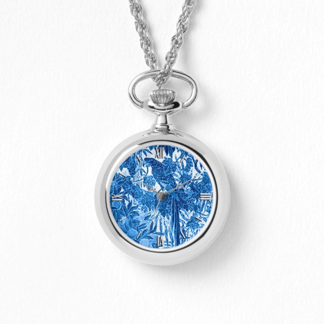 Montre Parrot dans un cadre de jungle, Indigo bleu et bla (Recto)