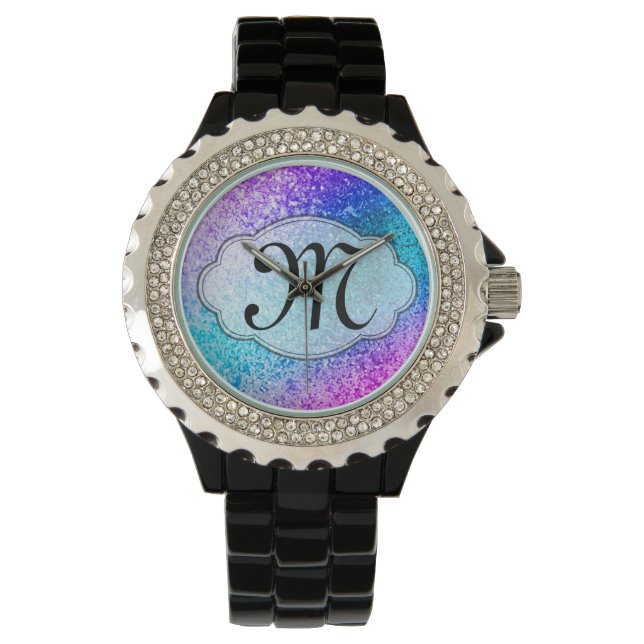 Montre Parties scintillant à bille Girl rose violet Turqu (devant)
