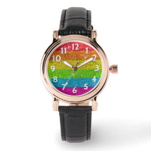 Montre Parties scintillant Arc-en-ciel drapeau mariage Ga