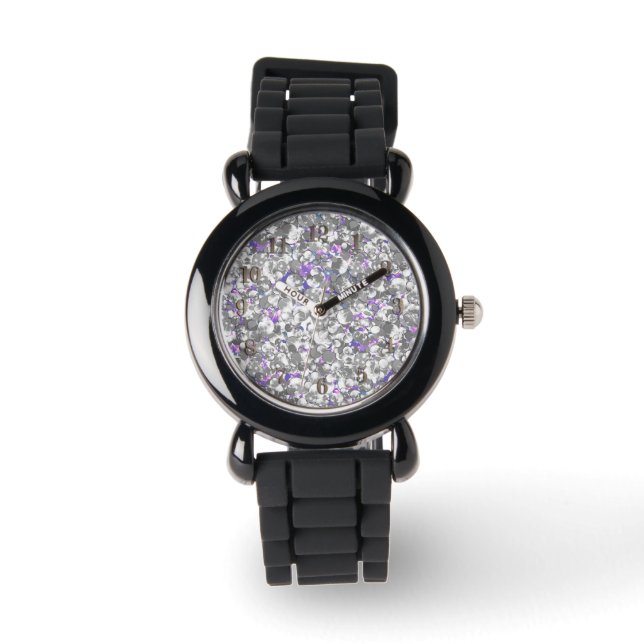 Montre Parties scintillant confetti brillant en argent tr (Recto)