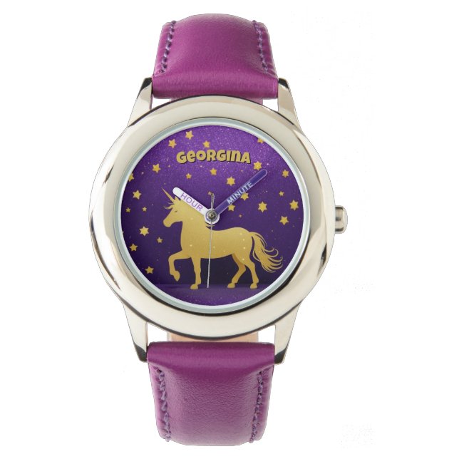 Montre Parties scintillant d'or Unicorn Personnalisé (devant)