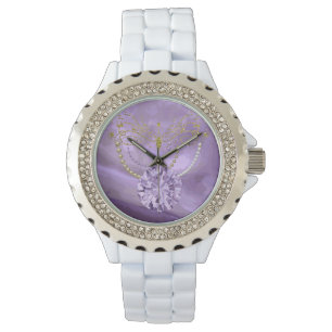 Montre Parties scintillant d'or violet Musique et bijoux 