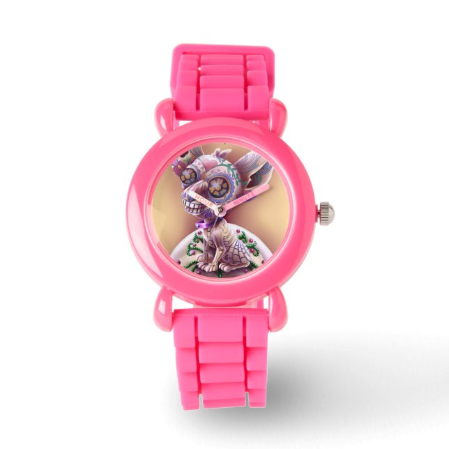 Montre Parties scintillant rose Chico Le Chihuahua (Recto)