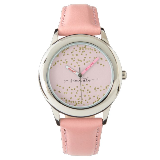 Montre Parties scintillant rose et or (devant)