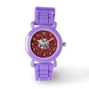 Montre Parties scintillant rouge style strass glam Girl