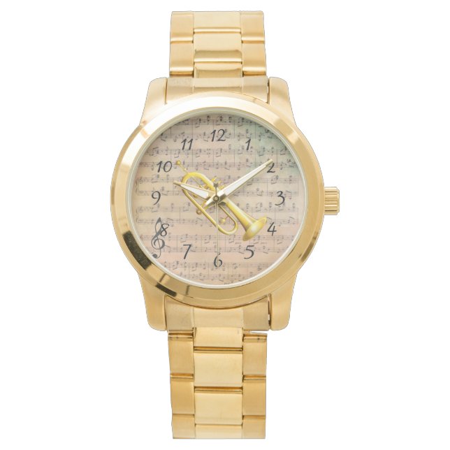 Montre Partition vintage avec trompette (devant)