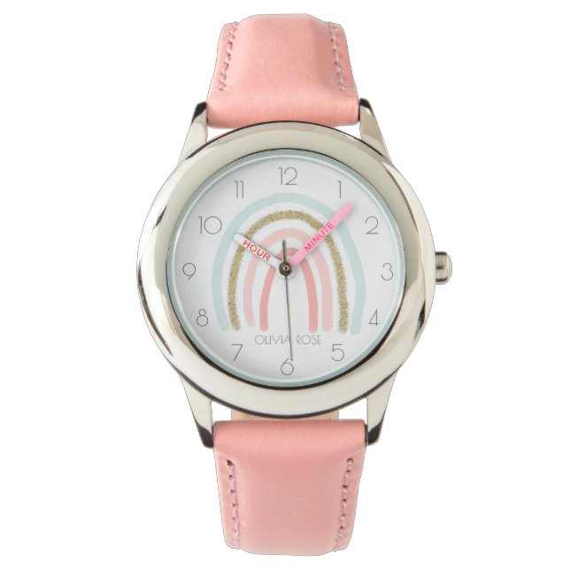 Montre Pastel Rainbow personnalisé avec Parties scintilla (devant)