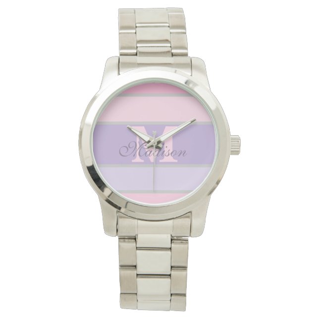 Montre pastel rose et violet (devant)