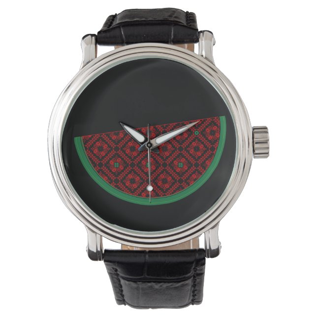 Montre Pastèque de Palestine Broderie tatreez rouge (devant)