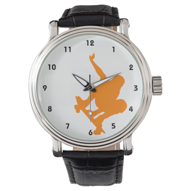 Montre Patinage orange ; planche à roulettes (devant)
