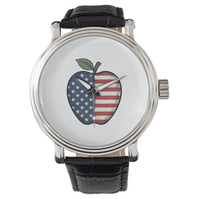 Montre Patriotic Apple Vintage Engraving Vector Design_1 (devant)