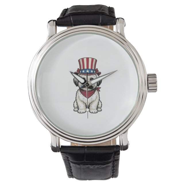 Montre Patriotic Dog Vintage Engraving Vector Design_1 (devant)