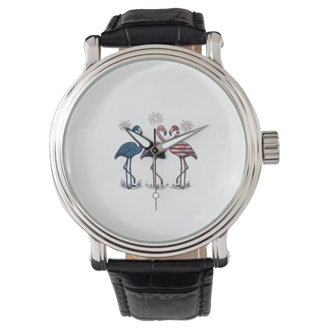 Montre Patriotic Flamingo Trio Vintage Engraving Design_1 (devant)