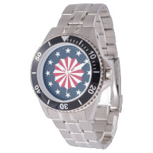 Patriotic Red White Blue Stars Stripes Rosette