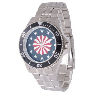 Montre Patriotic Red White Blue Stars Stripes Rosette