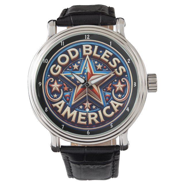 Montre Patriotic Star 'God Bless America' Text (devant)