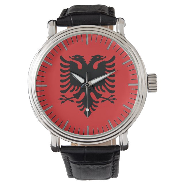 Montre patriotique avec Drapeau d'Albanie (devant)