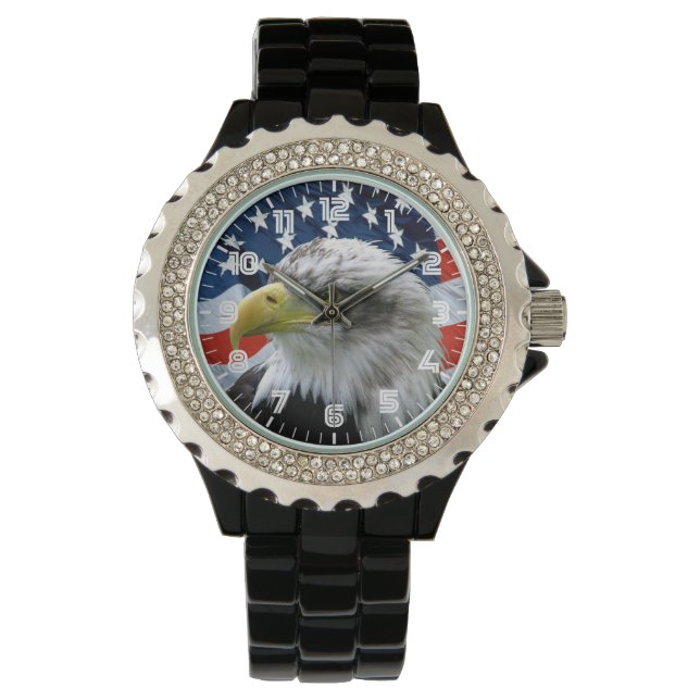 Montre Patriotique Bald Eagle drapeau américain (devant)