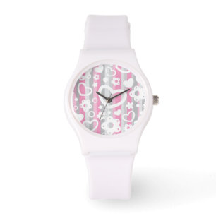 Montre Pattern with Hearts and Flowers