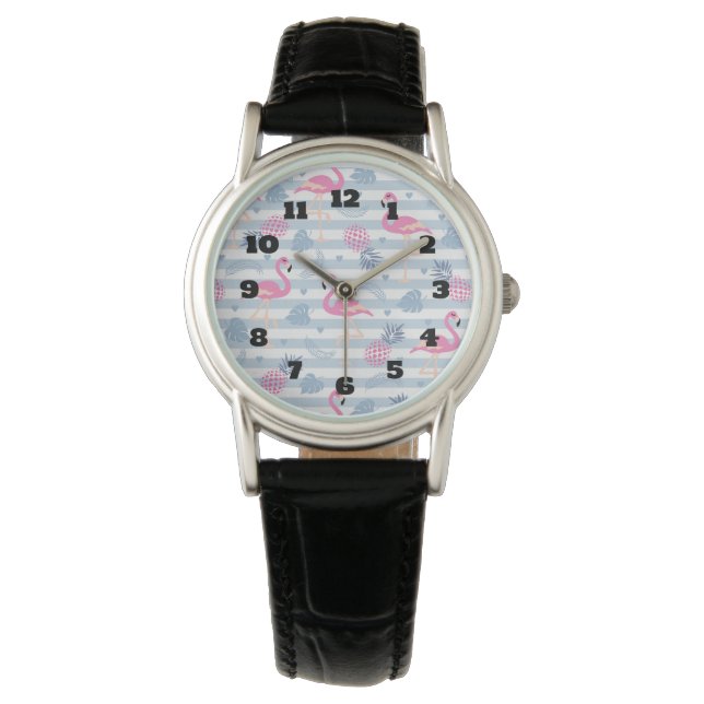 Montre Patters de Whimsical Flamingo et Pineapple (devant)