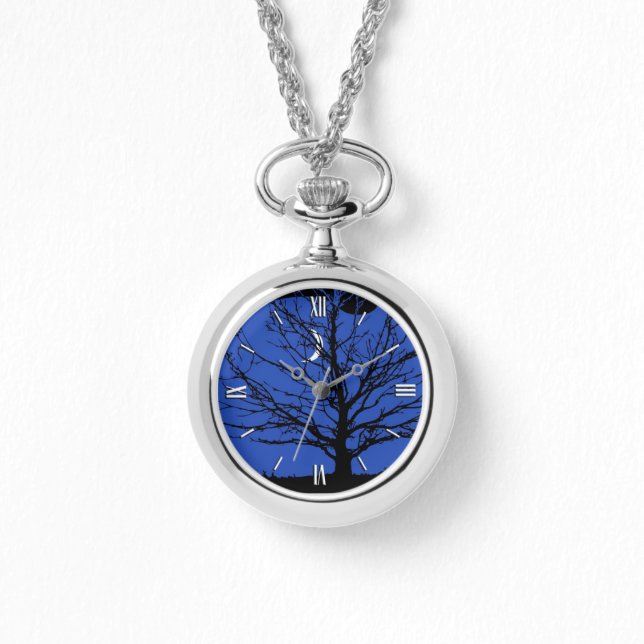 Montre Paysage lunaire en bleu et noir de Cobalt Femmes (Recto)